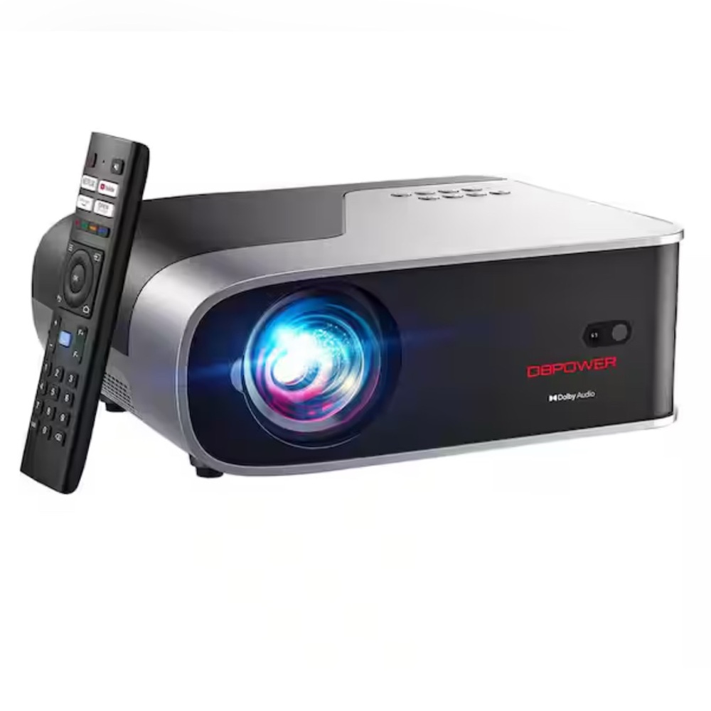 Smart Projector with 5G WiFi, Bluetooth and Lumens 20000 in Black